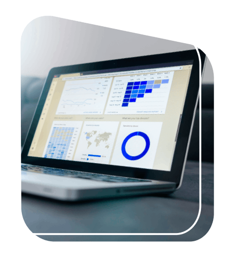 Analyzing data on laptop screen